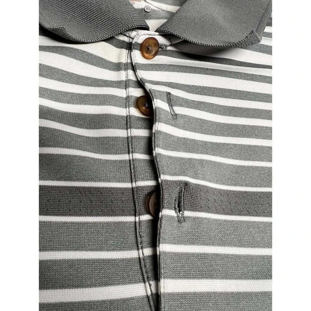 Nike DriFit Golf Polo Shirt XL Tour Performance‎ Gray Stripe Short Sleeve